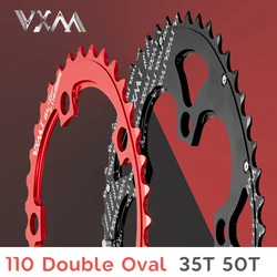 VXM Ultra Light 110BCD 50/35T, 700C Road Bike, 7075-T6 Alloy 110 Double Oval ChainWheel,Climbing Power Plate Kit