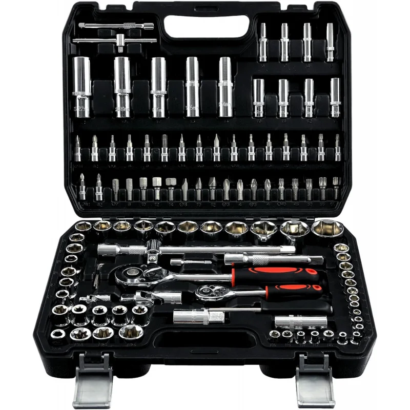 

108 Piece Mechanics Tool Set Metric And Standard 1/4" & 1/2" Socket Set