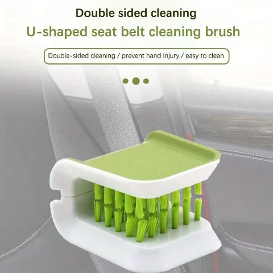 Durable Car Seat Belt Cleaning Brush With U-Shaped Design Anti-Slip Grip And Double-Sided Bristles For Easy Upholstery Care