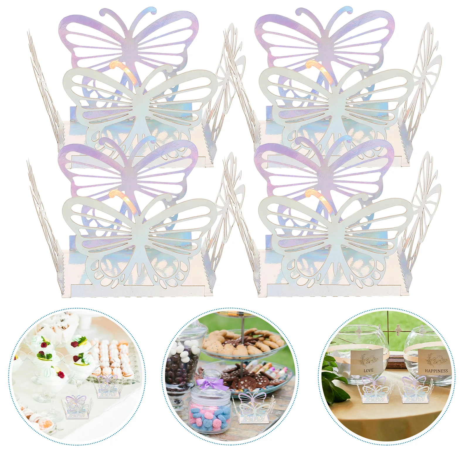 50pcs Hollow Butterfly Creative Candy Square ช็อกโกแลตบรรจุภัณฑ์งานแต่งงานของขวัญกล่องวันวาเลนไทน์ตกแต่ง Truffle Wrappers