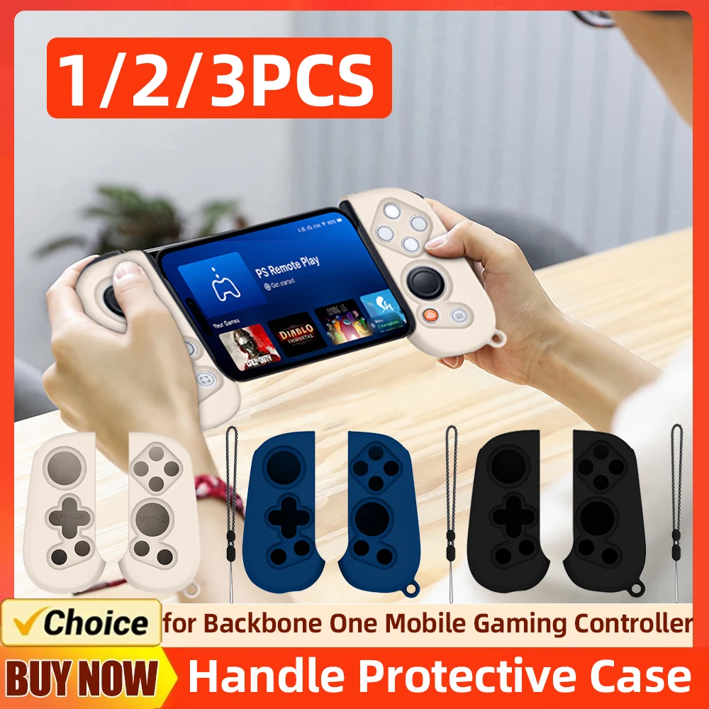 1/2/3PCS Handle Protective Case Anti-Slip Silicone Grip Cover with Lanyard for Backbone One Mobile Gaming Controller 1st 2nd Gen