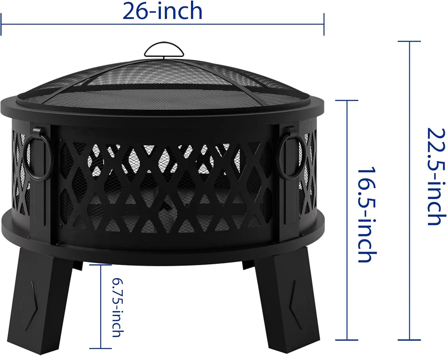 Steel Fire Pit Table With BBQ Grill Spark Screen Mesh Cover Fire Poker Heavy Duty Metal Round Wood Burning Fireplace For Backyard Patio Camping Party Beach Black 1 Pack