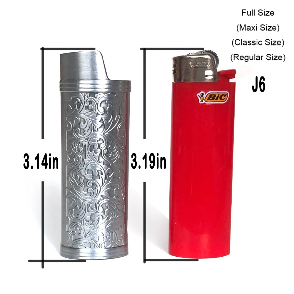 Vintage Metal Lighter Case Cover Holder For BIC Classic Size Lighter Arabesque Stamped J6 Lighters Sleeve