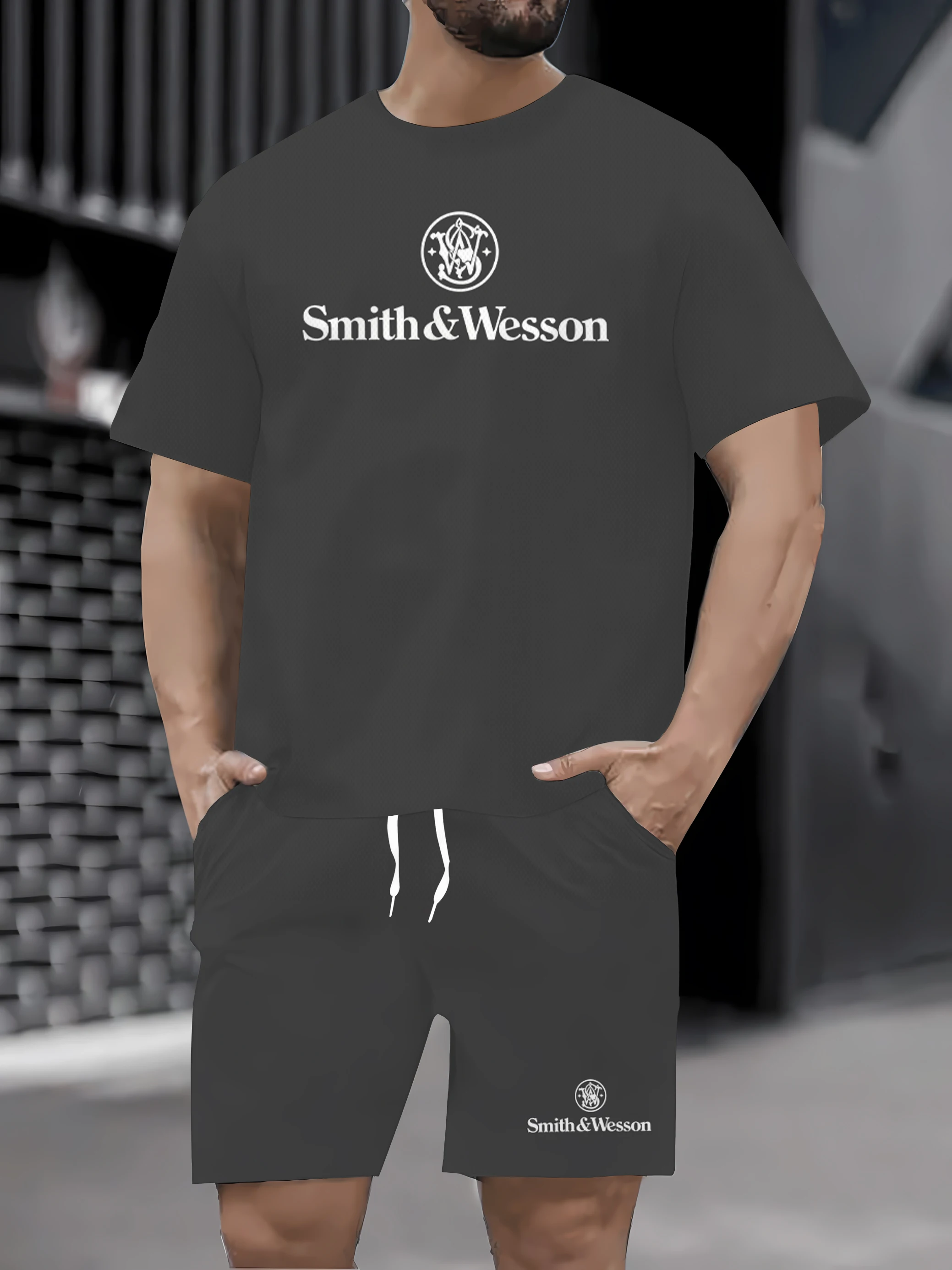 

2025 conjunto de algodão masculino camiseta manga curta verão novo item juventude cor sólida em torno do pescoço manga curta cam