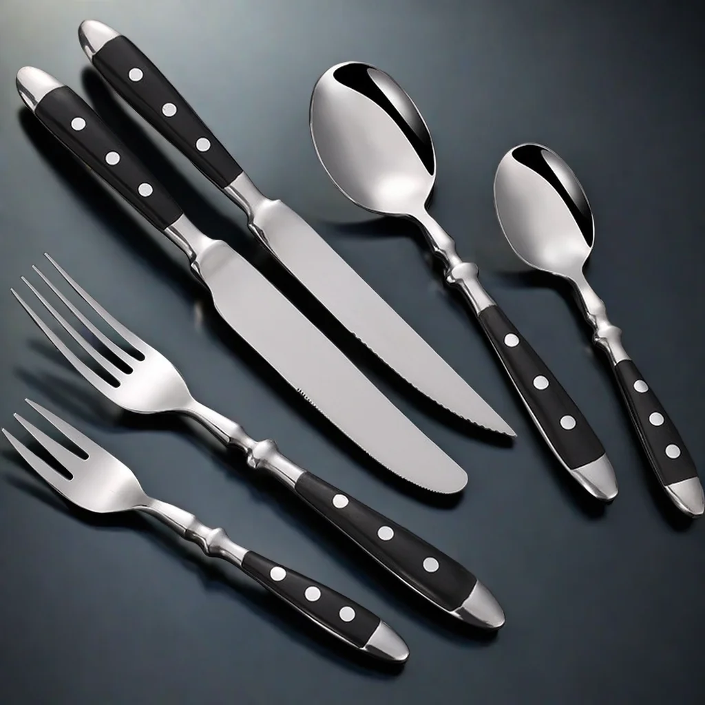 Outdoor BBQ Camping Tableware Set Classic Elegant Stainless Steel Cutlery Set Fork Spoon Knife Full  Dinning Fork Steak Knife