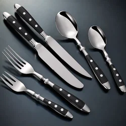 Outdoor BBQ Camping Tableware Set Classic Elegant Stainless Steel Cutlery Set Fork Spoon Knife Full Dinning Fork Steak Knife