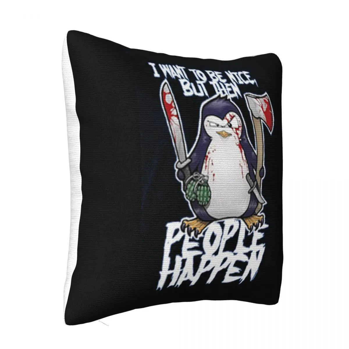 Hot Psycho Penguin I Want To Be Nice Vintage Rock Printing Hipster Youth Street Style Holiday Brand New Women Pillow Case