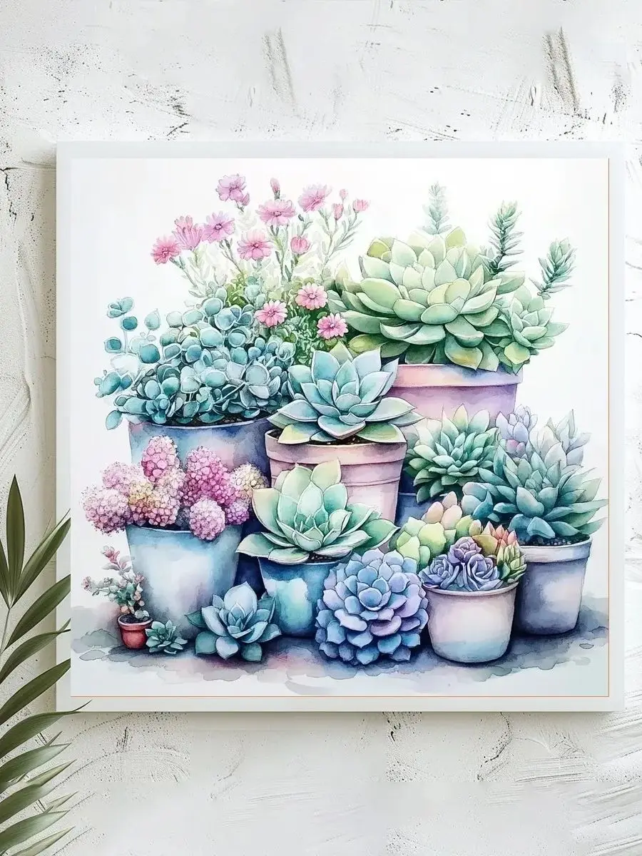 1 Stück 40x40 cm/15,74 Zoll, 11CT/14CT Kreuzstich-Set, DIY Valentinstagsgeschenk, Stickerei-Set für Festivals, Sukkulentenpflanzen – Detail 1