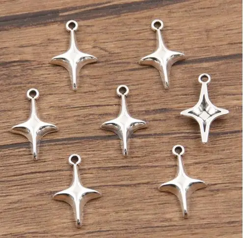 

100 Pcs Alloy Jewelry Accessories Pendants for Making Metal Charms Multicolor Silver Star Bracelets