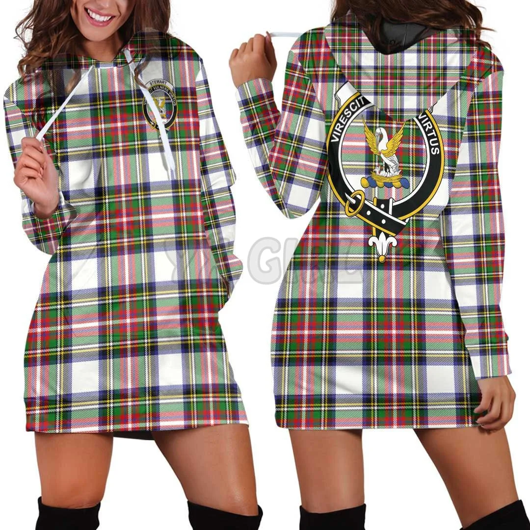 

Stewart Dress Modern Clan Tartan Crest 3D Printed Hoodie Dress Novelty Hoodies Women Casual LongSleeve Hooded Pullover Tracksuit