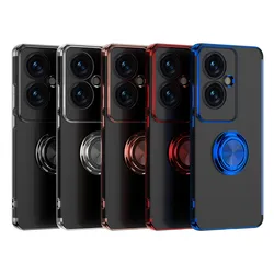 For OPPO Reno 13A 11A 13 11 9A 7A F F25 Pro Plating Metal Clear TPU Case Car Adsorption Rotating Ring Cover Shell