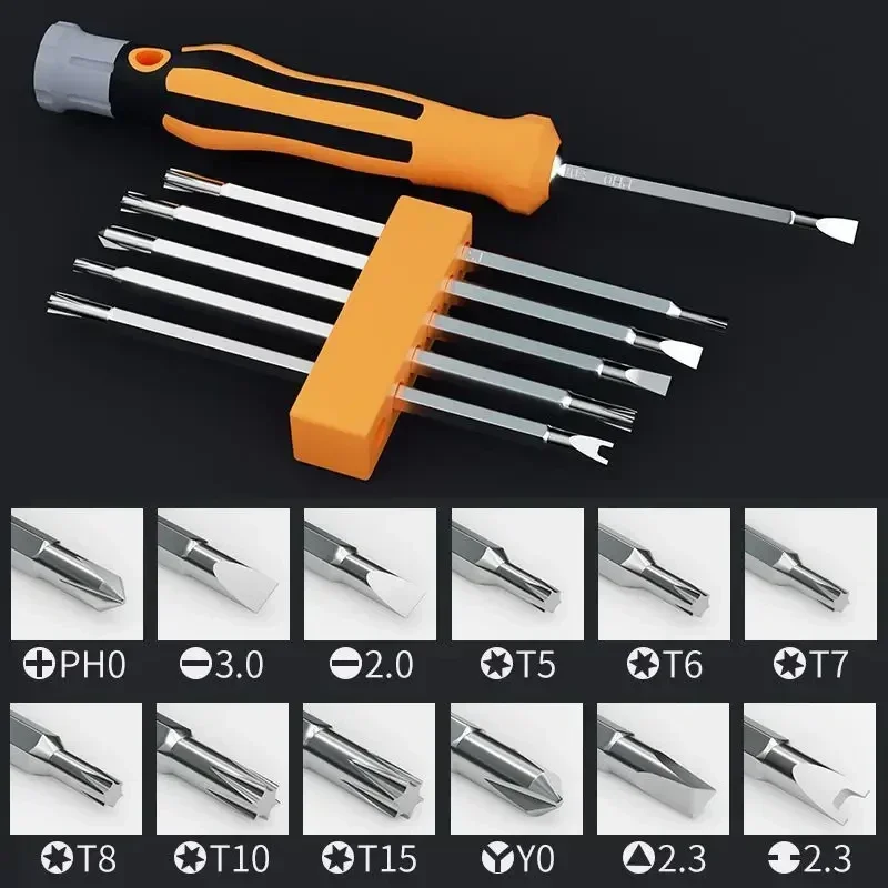 12 In 1 Screwdriver Set Magnetic Bit Cross Flat Shaped Screwdriver Head Multifunctional Precision Handheld Maintenance Tool Home