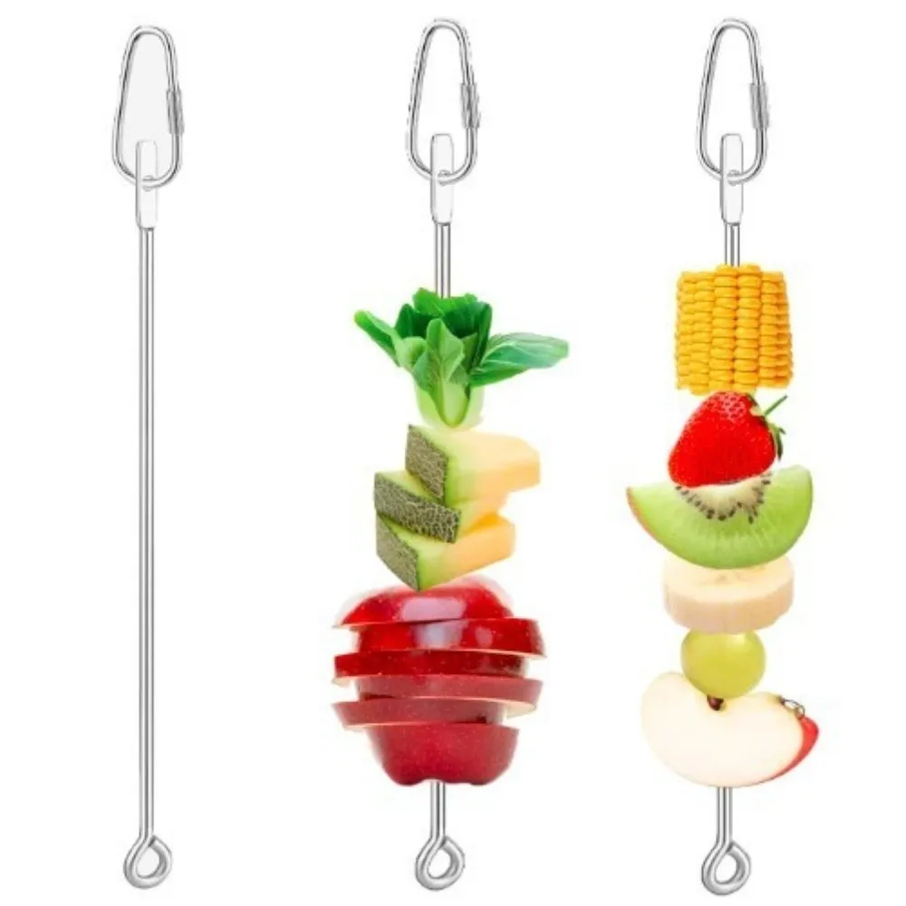 

Stainless Steel Bird Food Holder Adjustable Rust-proof Parrots Fruit Skewer Hanging with Hook Bird Cage Feeder Indoor