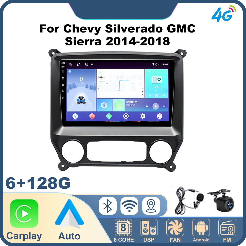 

Wireless Carplay Android Auto Car Radio for Chevy Silverado GMC Sierra 2014-2018 GPS Navigation 4G Autoradio Stereo Head Unit
