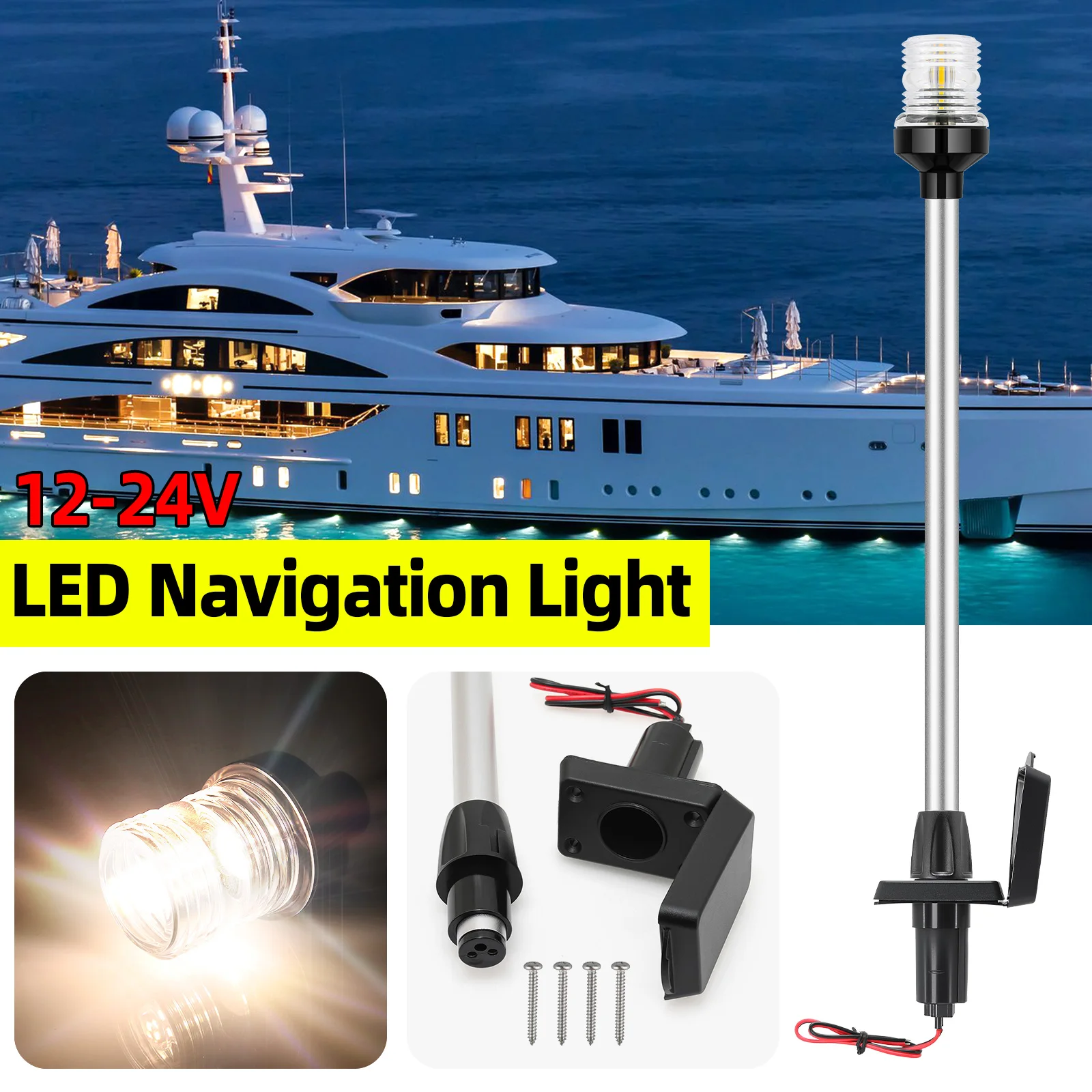 22 Zoll LED-Navigationslicht Ankerlampe Segellampe Wasserdichtes Navigations-Signalanzeigegerät für 12V-24V Marineboot Yacht – Detail 5