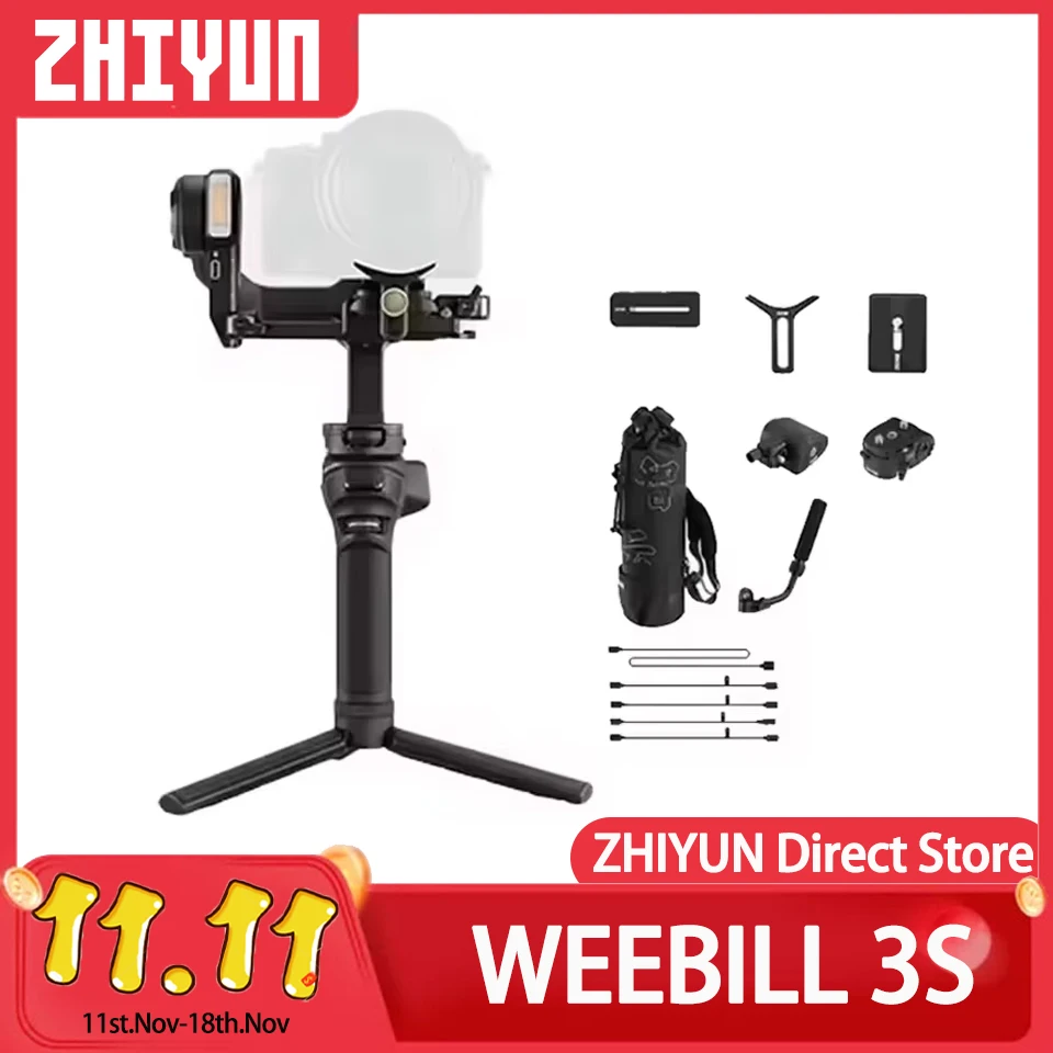 ZHIYUN WEEBILL 3S Camera Gimbal with Fill Light 3-Axis Handheld for DSLR Mirrorless Cameras