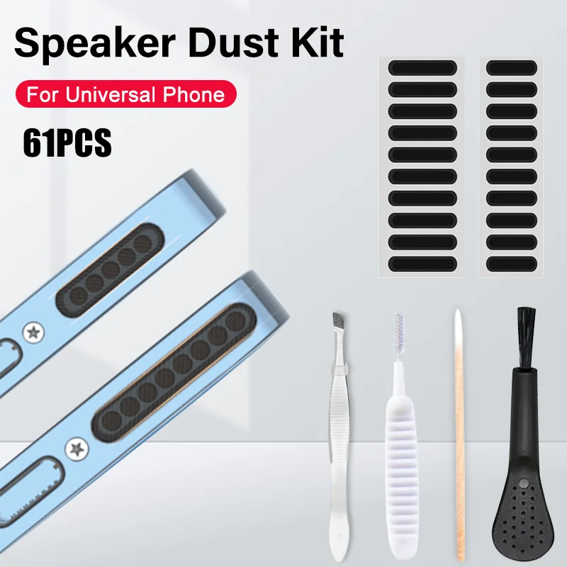 Universal Mobile Phone Speaker Anti Dust Sticker Cleaning Brush Set for iPhone Samsung Port Protector Dust Plug Cleaner Kit