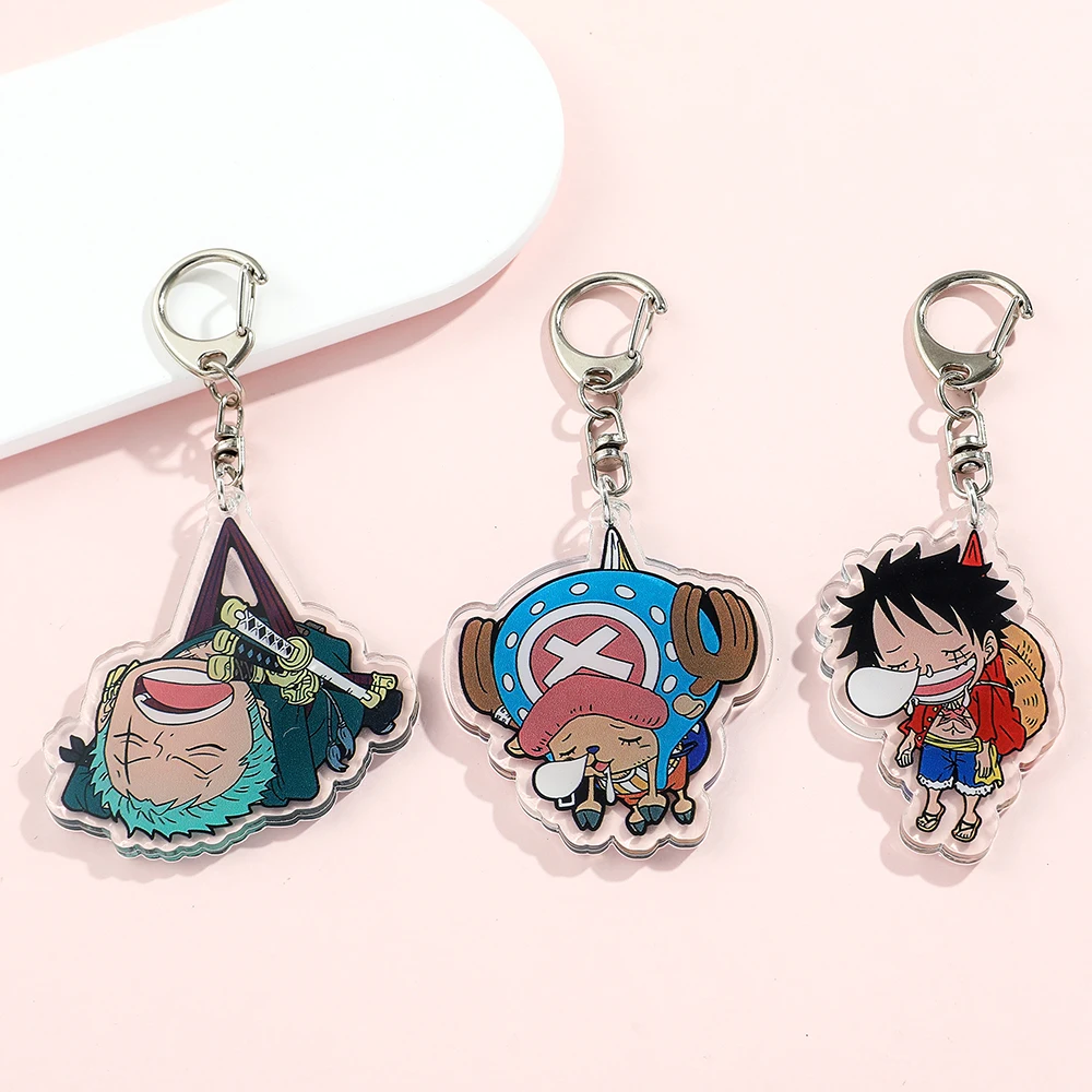 One Piece Cartoon Penadnt Keychains Anime Figures Monkey D. Luffy Zoro Charm Backpack Ornament Keychian Toys Kids Gifts