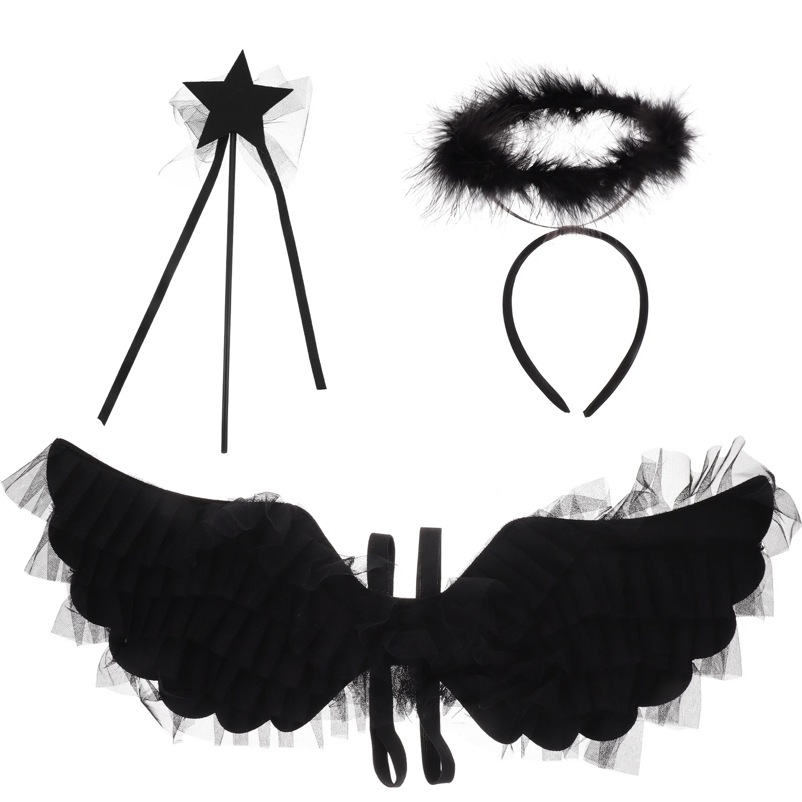 مجموعة واحدة من أزياء حفلات الهالوين وعيد الميلاد التنكرية للأطفال باللون الأسود للفتيات والأطفال والنساء