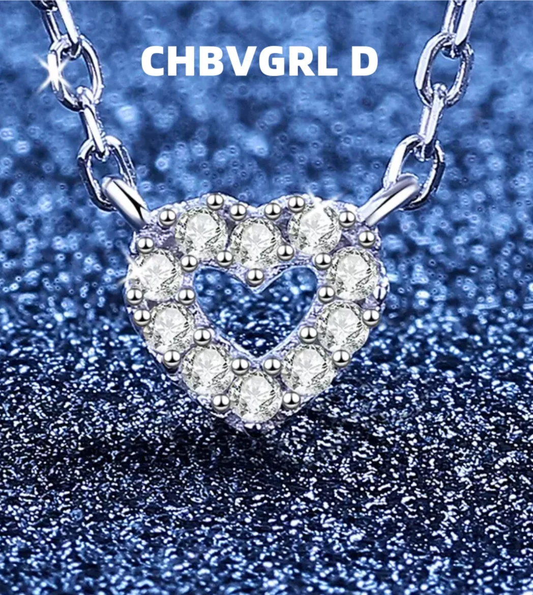 

[Love] Hot-selling Moissanite Necklace for Women, Small Heart-shaped, Lattice, Korean Style, Sweet, Elegant, Versatile, Collar
