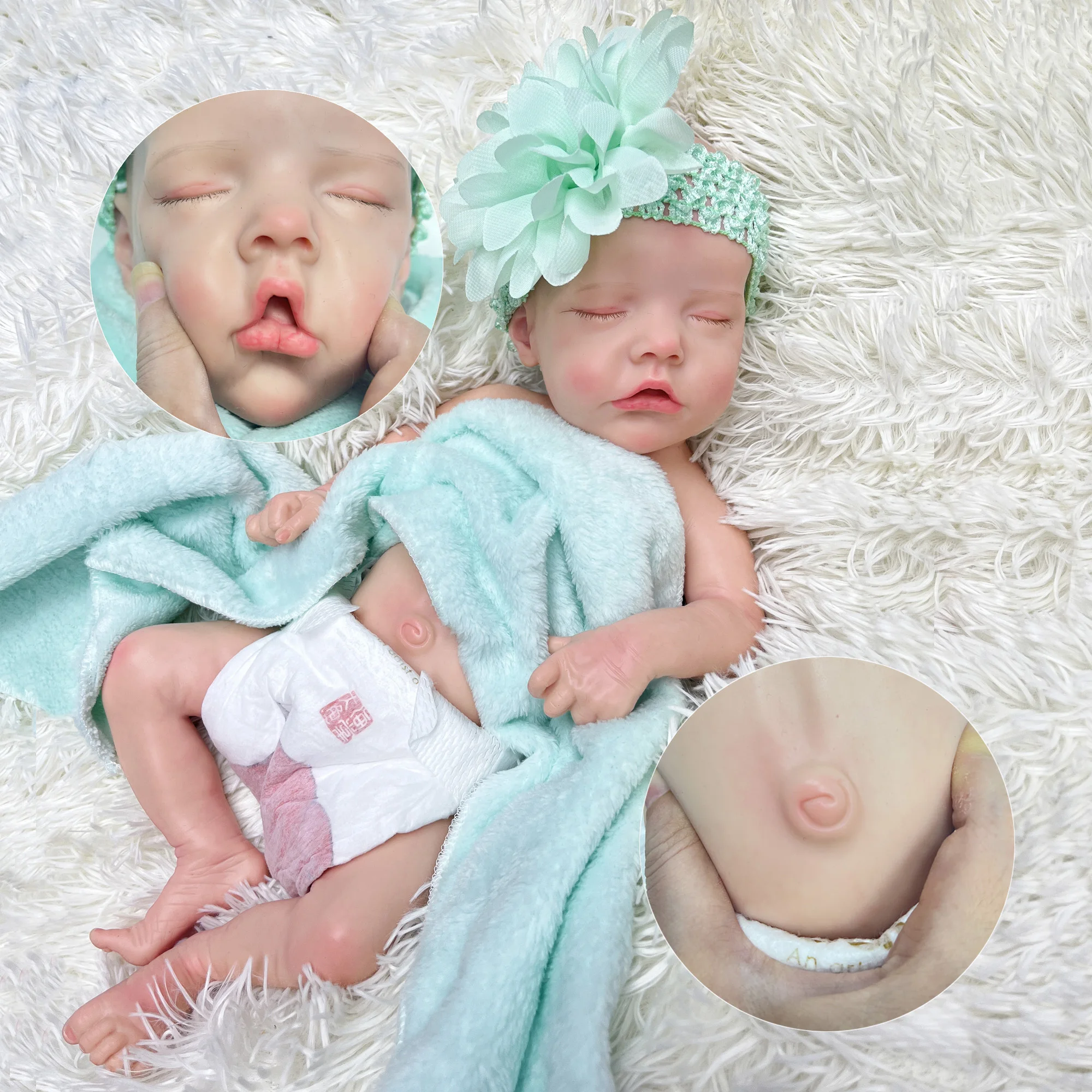 

45CM Twins B Bebe Reborn Girl Full Body Soft Solid Silicone 3D Painted Skin Lifelike Real Boneca Reborn Corpo De Silicone Doll