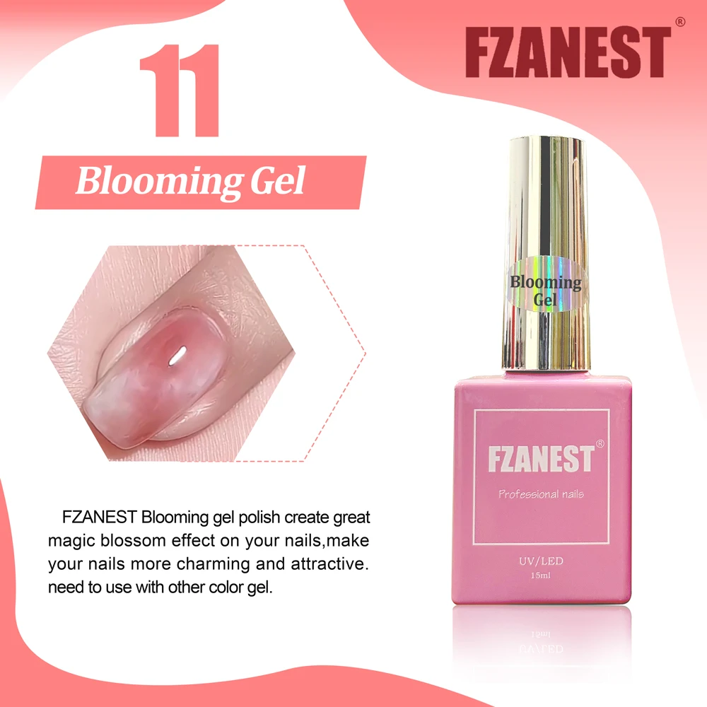 FZANEST 11 tipi di Gel funzionale per unghie smalto per unghie Base Top Coat funzione Gel 15ml Blossom Foil Transfer Gel Nail Remover