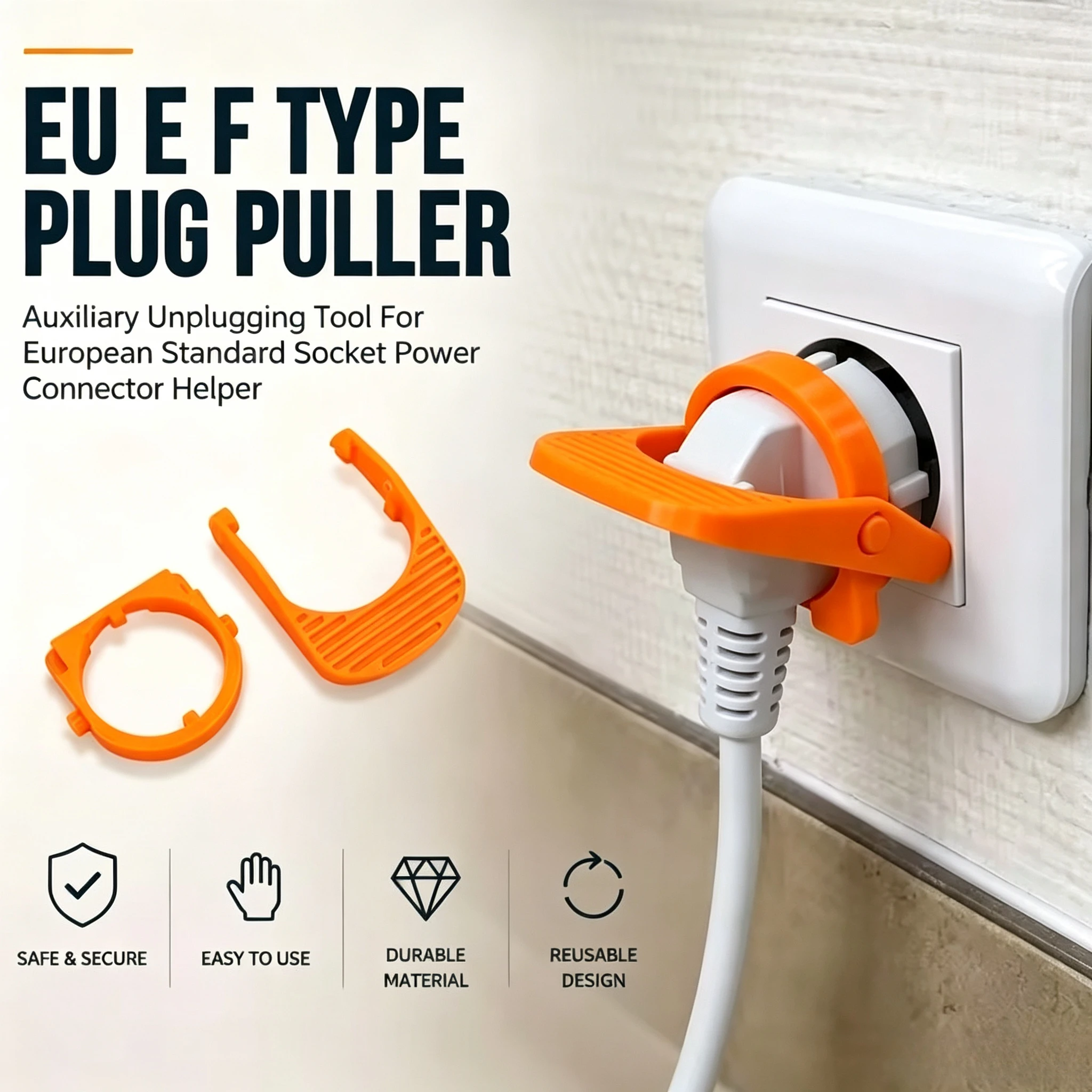 1Pc Easy‑Grip Plug Puller, Hand‑Foot Dual‑Use Removal Tool for Hard‑to‑Reach Tight Power Sockets