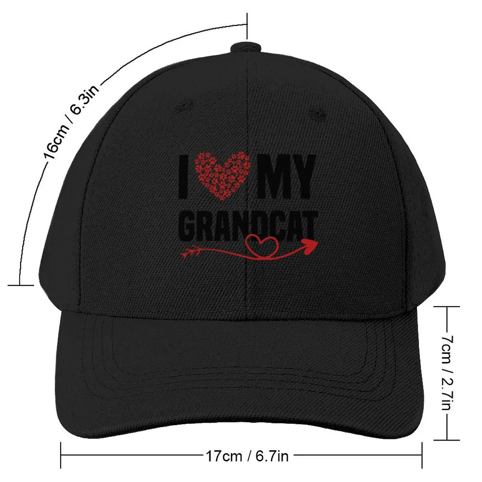 I Love My Grandcat Heart Paw Cat Lovers Baseball Cap Wild Ball Hat Hat Man Luxury Trucker Cap Mens Tennis Women's