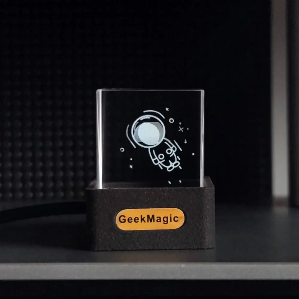 with GIF Animations Album GeekMagic GIFTV Smart Weather Station Crystal Cube Holographic Photo Display Creative Gift