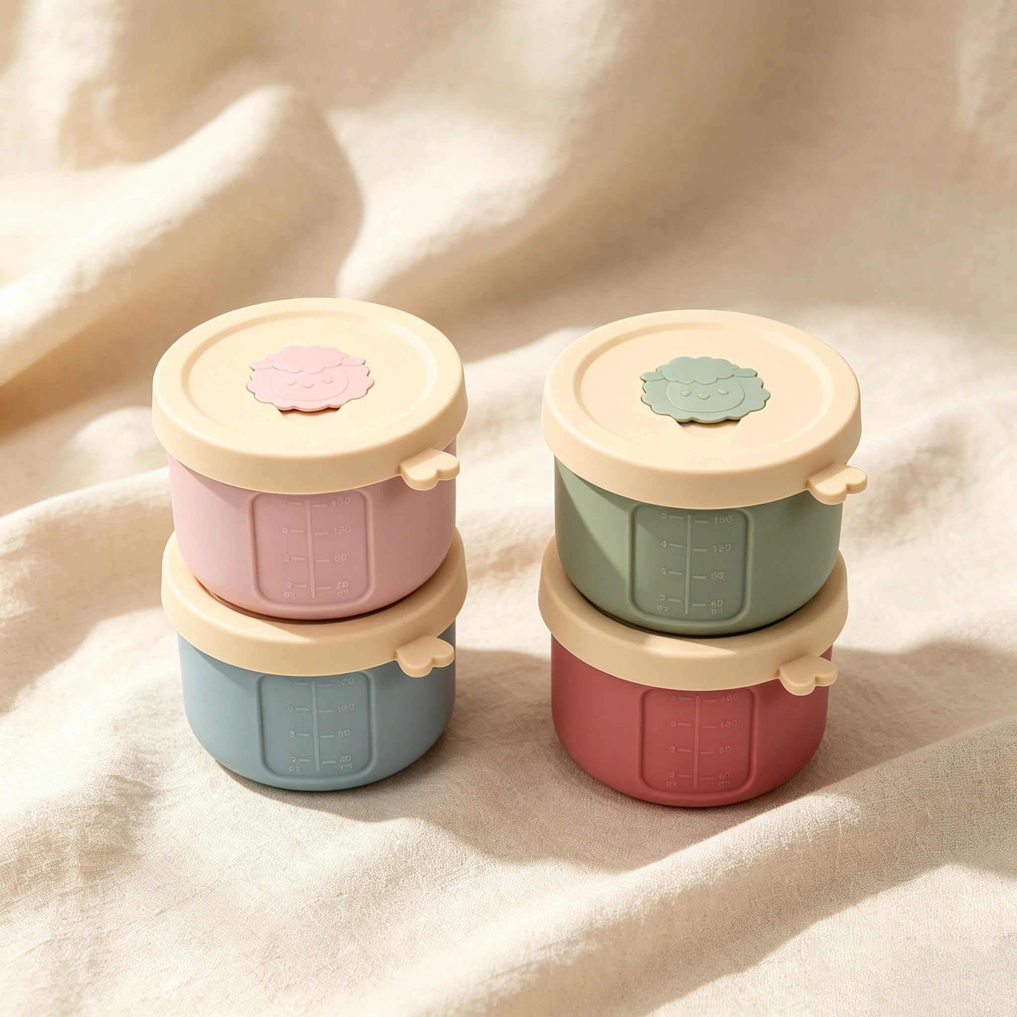 1pc Food Grade Silicone Baby Food Storage Container, Leak-Proof Snack Box, School Lunch Box