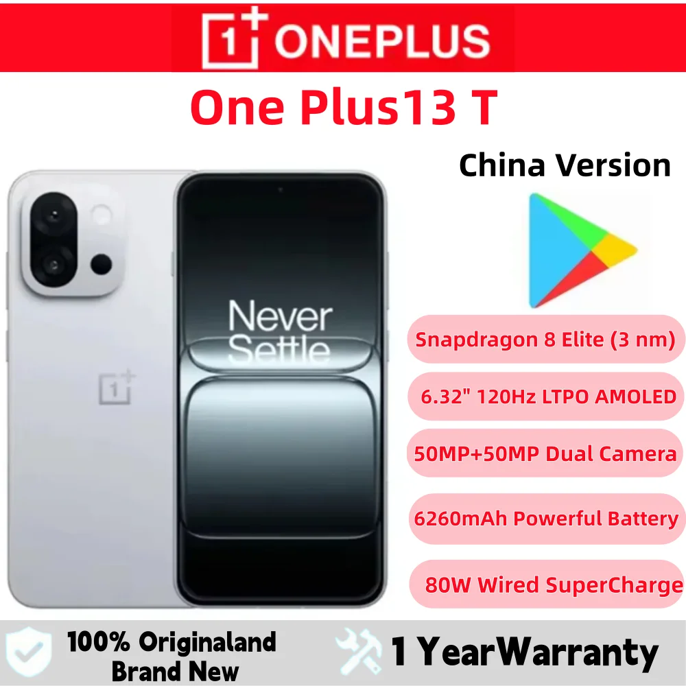 Unlocked Original Oneplus 13T Mobile Phone Snapdragon 8 Elite 6.32" AMOLED 120HZ 80W Charge 6260mAh Battery 50.0MP Camera