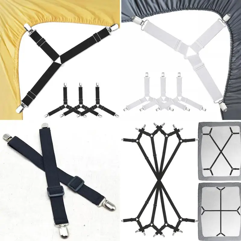 New#Bed Sheet Holder Adjustable Elastic 12Clips Fixed Holder Mattress Clip Fasteners Cover Blankets Grippers Non-Slip Strap