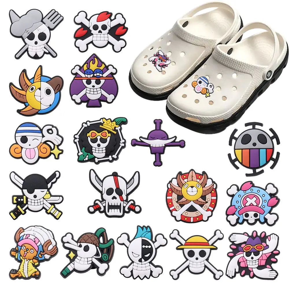 Licensed One Piece Shoe Charms Removable DIY PVC Shoe Decor Buckle For Clog Garden Sandal Wristband Anime Fans Collectible Gift