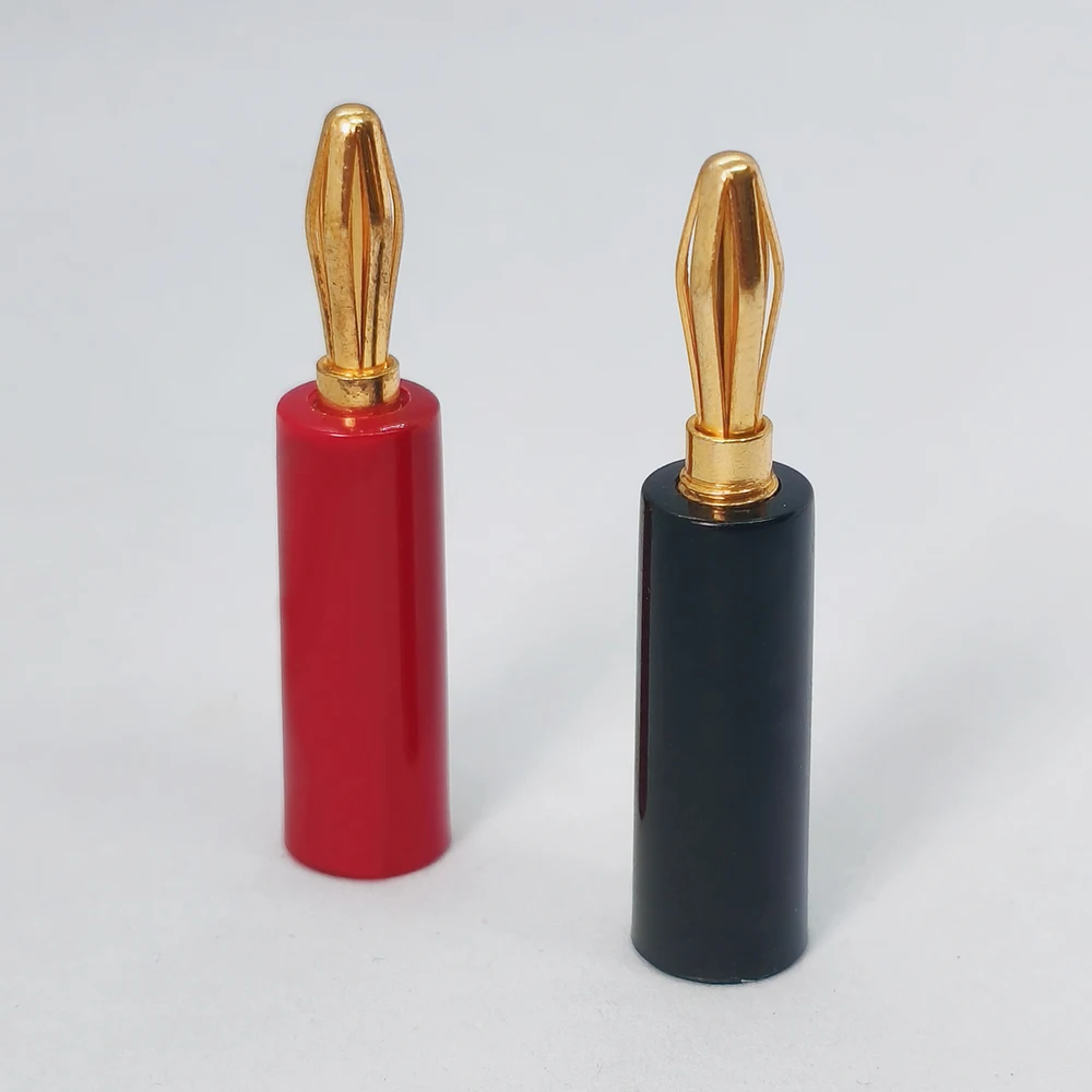 1Pcs 4mm Banana Plug Soft Plastic Shell Degree Connector Red Black for Audio Video Speaker Cable Audio Connection