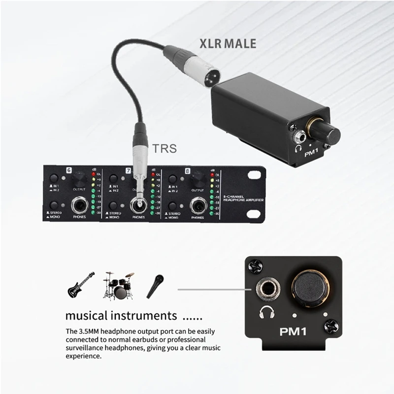 B34B-Mini HIFI Headphone Amplifier XLR To 3.5MM Audio Interface Amplifier Converter Clip Mount Portable Headphone Amplifier