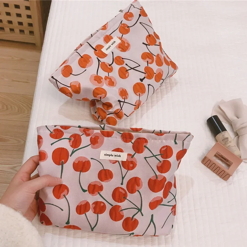 

Cherry Cotton Women's Cosmetic Bag for Makeup Travel Toilet Bag Organizer for Cosmetics Beauty Clutch Pouch Bolsos De Maquillaje