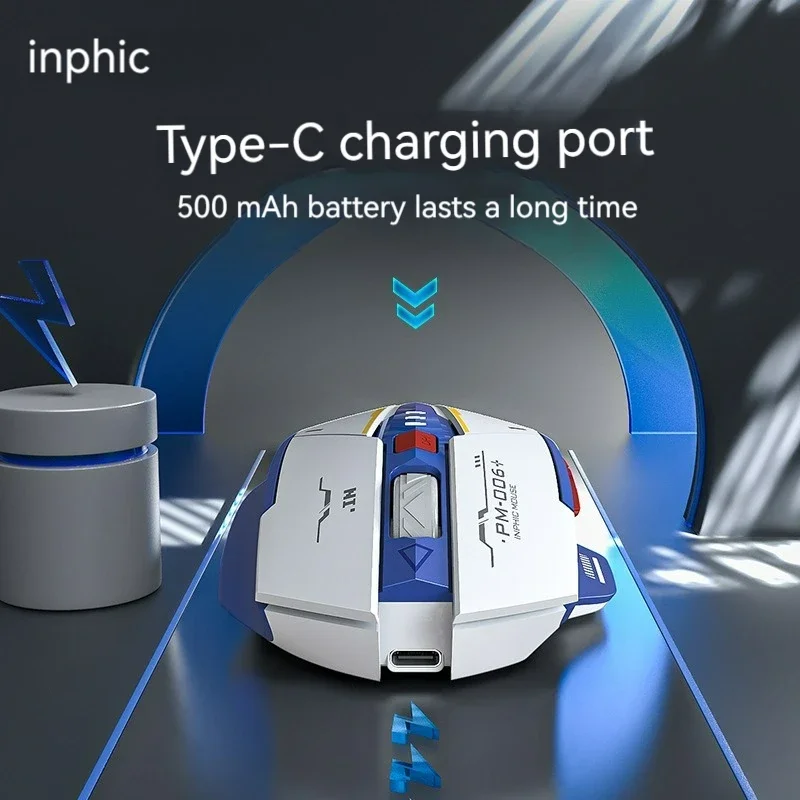 Inphic F9 Mecha Edition Wireless 2.4G Silent Rechargeable Mouse LED Light Mouse For Computer PC Laptop Office Gaming