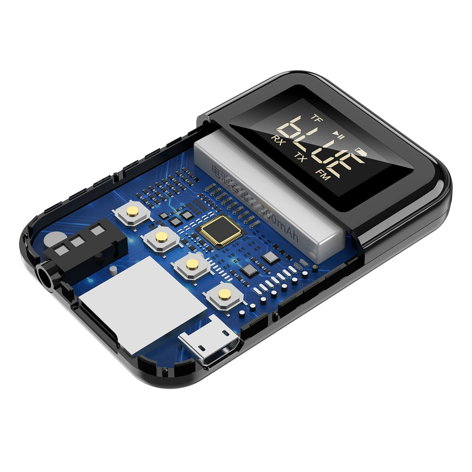 Portable 2in1 Bluetooth 5.0 Transmitter Receiver Wireless Audio Adapter FM Digital Display Car Home Use Dual Mode Quick Pairing