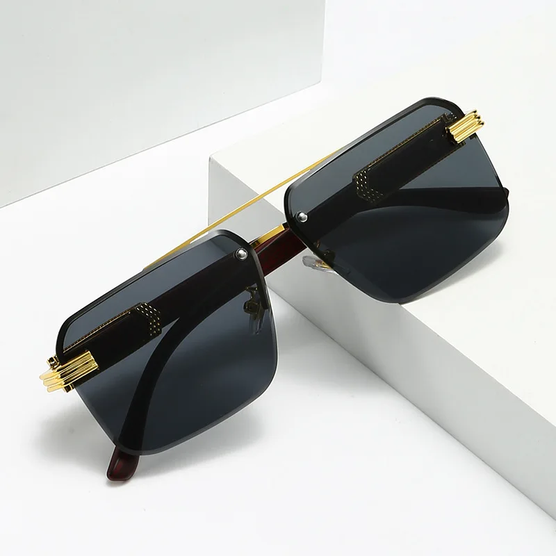 Half-frame glasses square diamond-cut sunglasses marble grain sunglasses sunscreen sunglasses