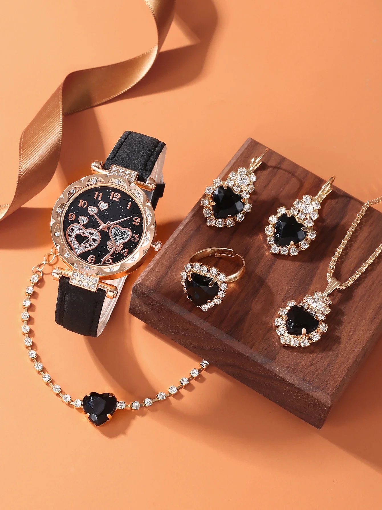 6pcs Fashionable and minimalist belt watch for women, casual student quartz women's watch set