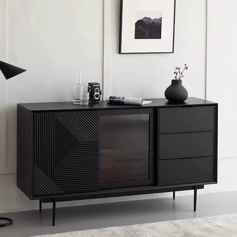 -*Nordic Rustic Living Room Cabinets Black Classic Solid Wood Living Room Cabinets Storage Narrow Woonkamerkasten Furniture Home