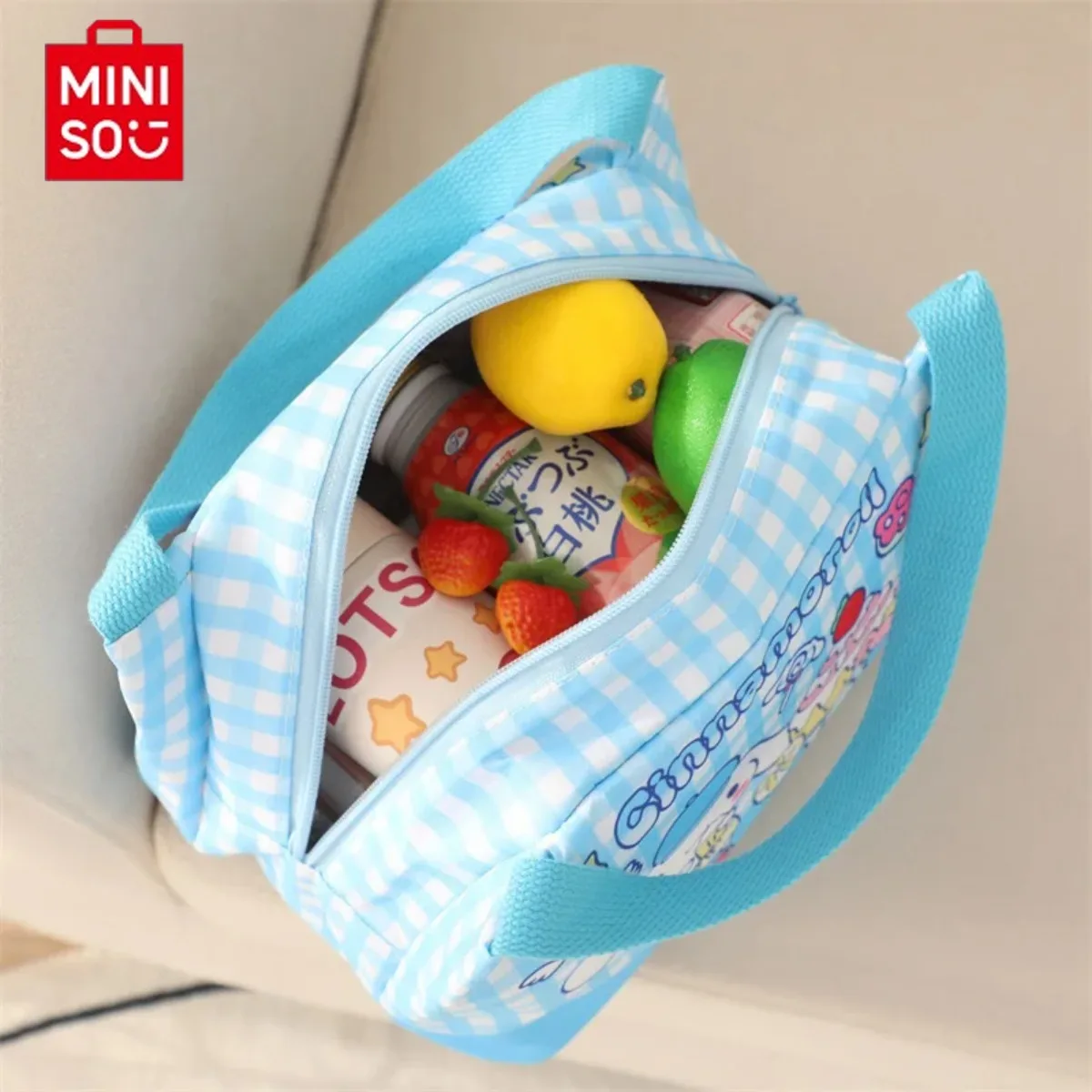 MINISO Cinnamoroll My Melody Hello Kitty Pochacco Hand-Held Lunch Insulated Bento Bag Box School Office Worker Cute Cartoon Gift