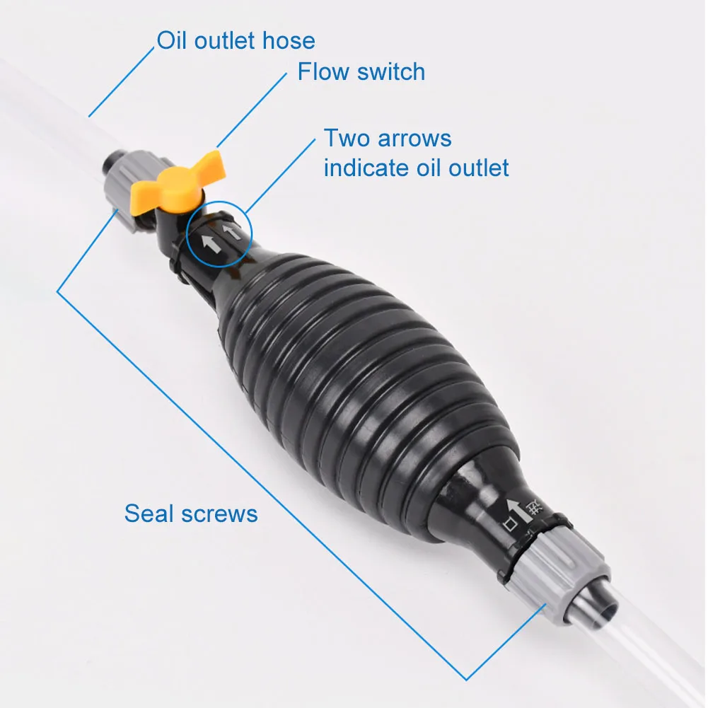 Bomba de combustible Manual de alto flujo con manguera de 1m, sifón de mano para motocicleta, herramienta de transferencia de agua, tanque de peces,