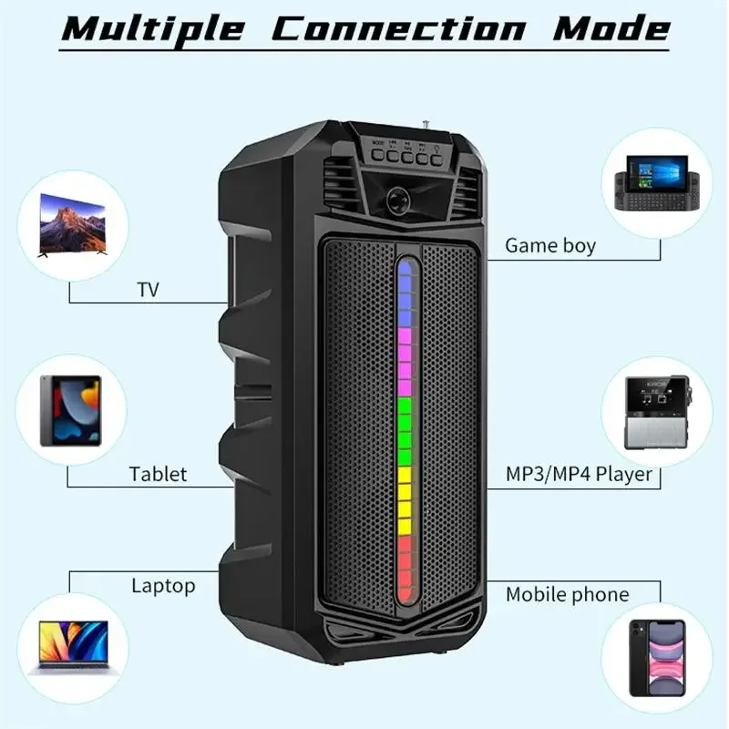 ZQS4251 Outdoor Portable Subwoofer Wireless Bluetooth Speaker RGB Light Camping Karaoke Speaker Supports TF Card MP3 Playback