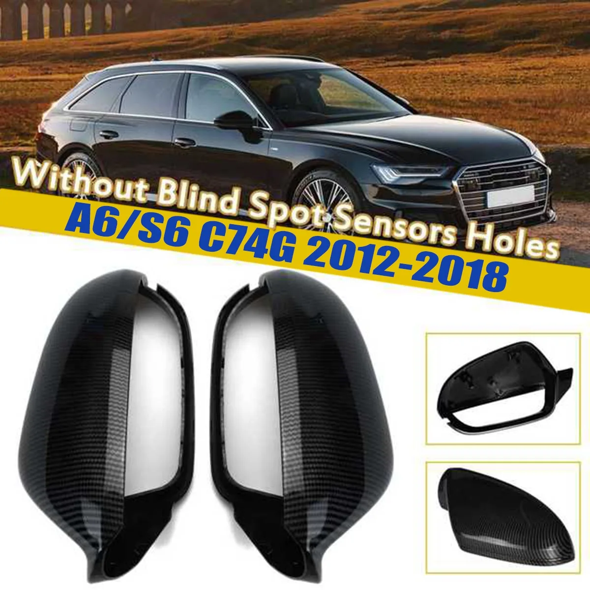 Car Side Wing Rear View Rearview Mirror Shells Cover Case Caps for A6 C7 S6 4G 2012-2018 Carbon Look Exterior Parts