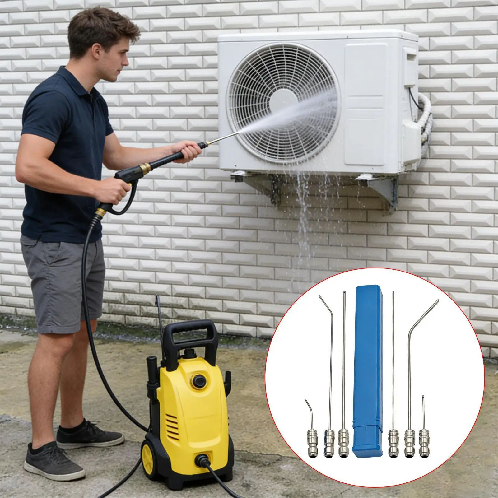 High Pressure Washer Nozzle Kit 6 pcs Stainless Steel Quick Connect Tips Gutter Roof Car Concrete Cleaning Pressure Washer Jet