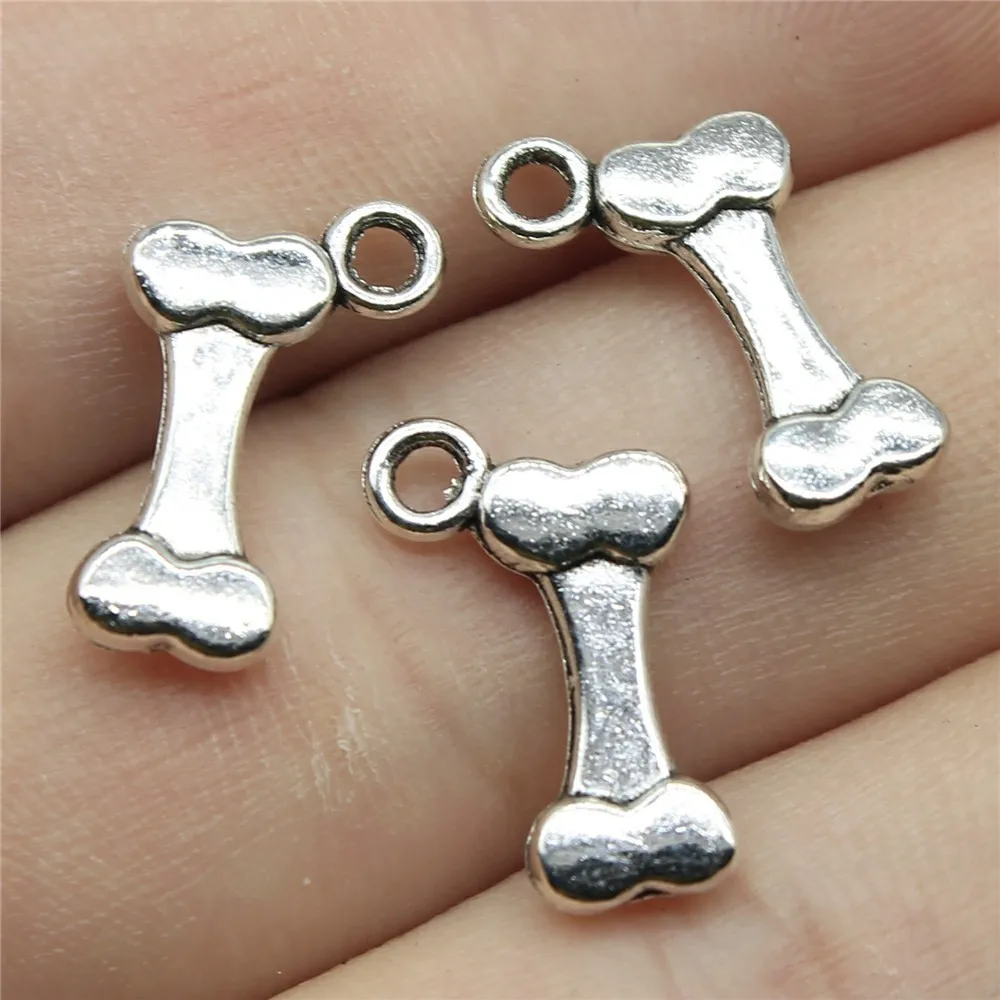 20 pçs/lote encantos osso de cão 15x10mm tibetano prata cor pingentes antigo jóias fazendo diy artesanal artesanato designer encantos