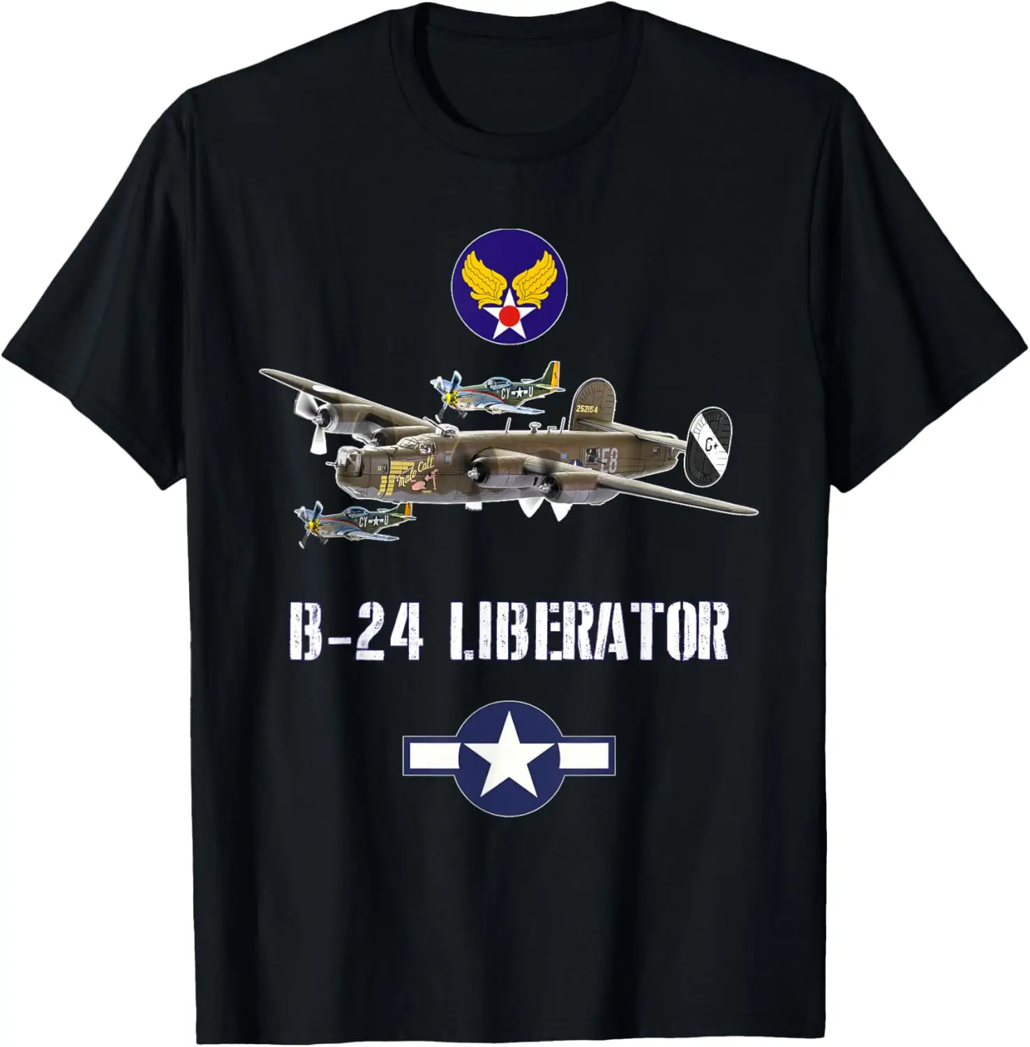 

WW2 USAF Airplane B-24 Liberator Bomber T-Shirt 100% Cotton O-Neck Short Sleeve Summer Casual Mens T-shirt Streetwear