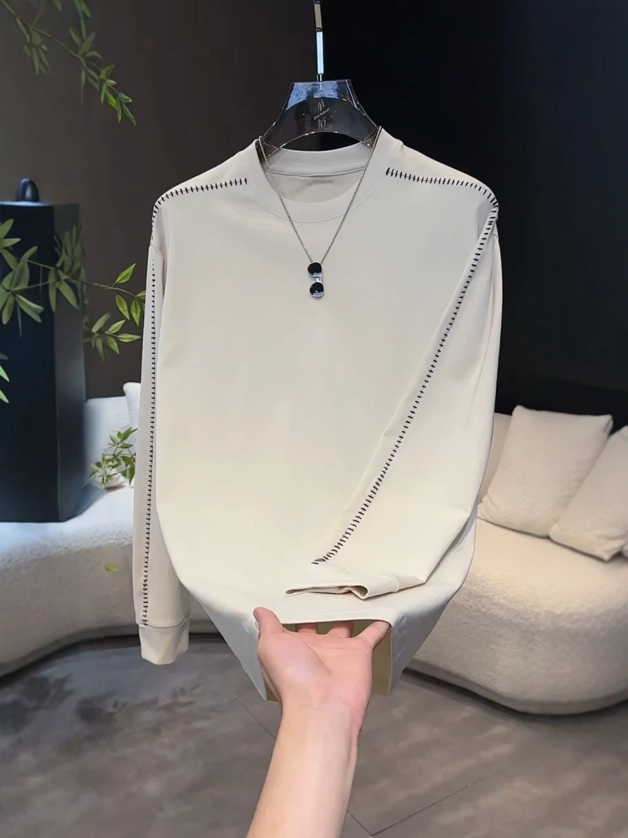 

Мужской свитшот осенней коллекции 2025: простой, свободный, повседневный, с длинным рукавом и круглым вырезом, комфортный, легкий, класса люкс