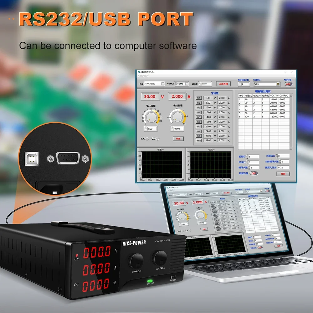 KUAIQU R-SPS10020-232 100V 20A 2000W Ultra High Power Supply Laboratory DC Adjustable Regulated Power Supply RS232/USB Output view 6